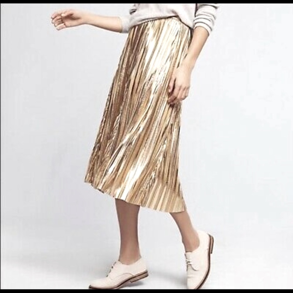 Anthropologie Metallic Midi Skirt